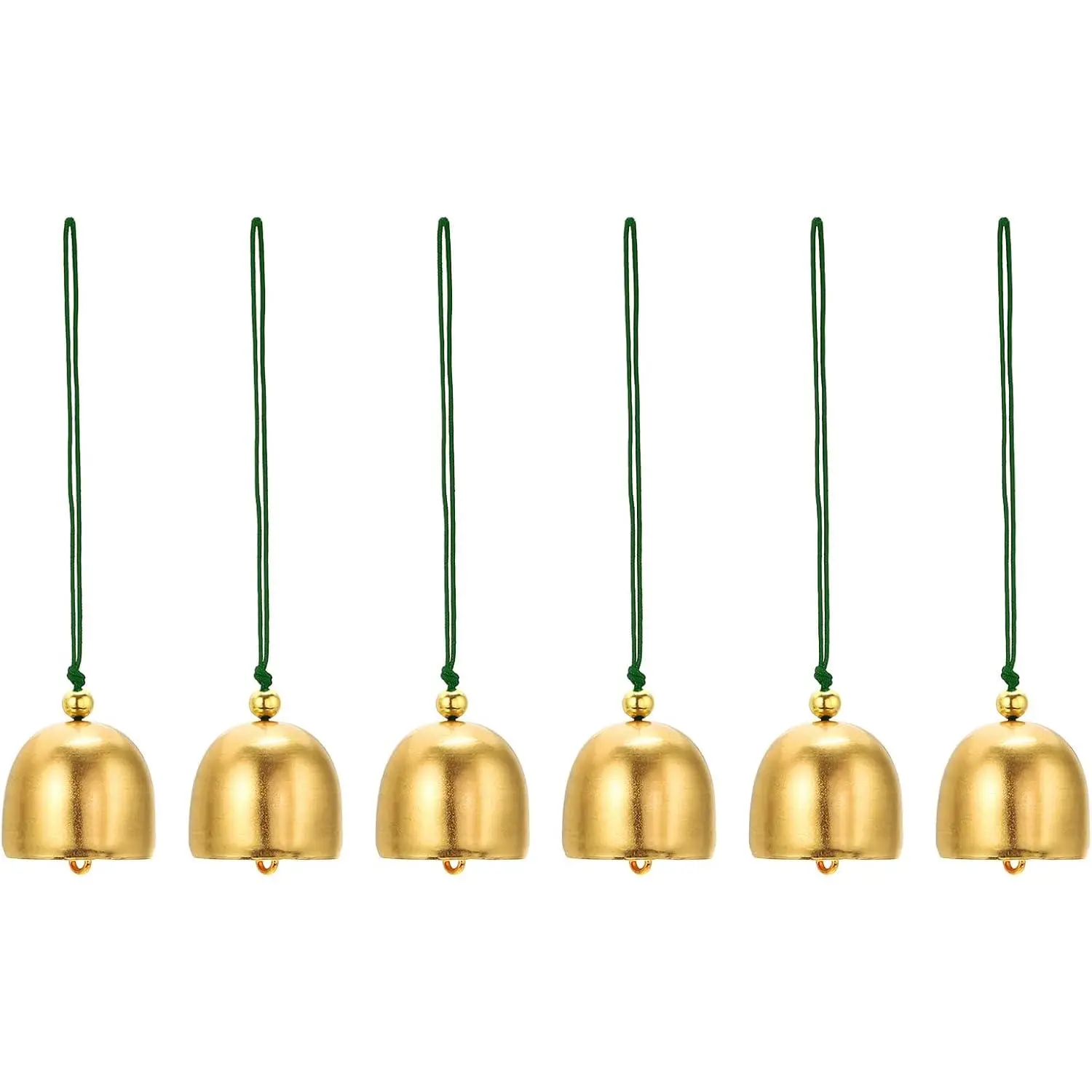 6 count Wind Chime,  Bells Temple Bells Retro Outdoor  Metal Chinese Wind Chime Round for Outside Garden Camping,  Green