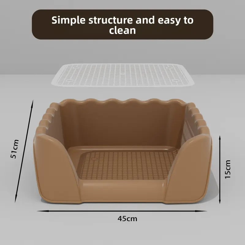 Dog toilet with high fences to prevent urine splashing, extra-large dog urinal, defecation toilet with grid to induce toilet use, Puppy potty tray
