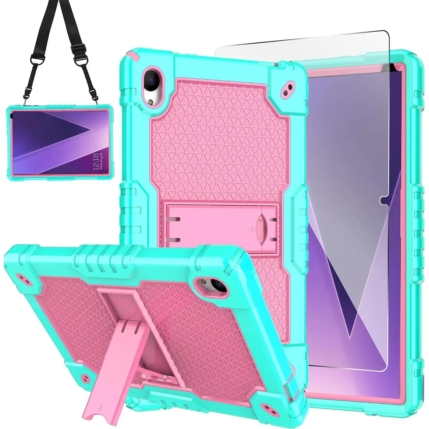 Case for  Tab 10 Lite Tablet/TECLAST P26T/TECLAST P25T/Wetap M10 10.1 inch Tablet Shockproof Firendly Case  in Kickstand  Strap with Screen Protector (Green//1 PC)