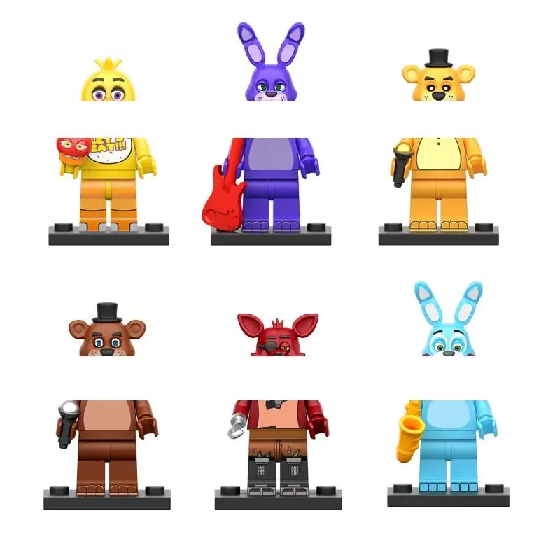 New Stock 6 Different Toy Bear Building Blocks Figurines Related Game Figurines Models Tabletop Ornaments And Toys