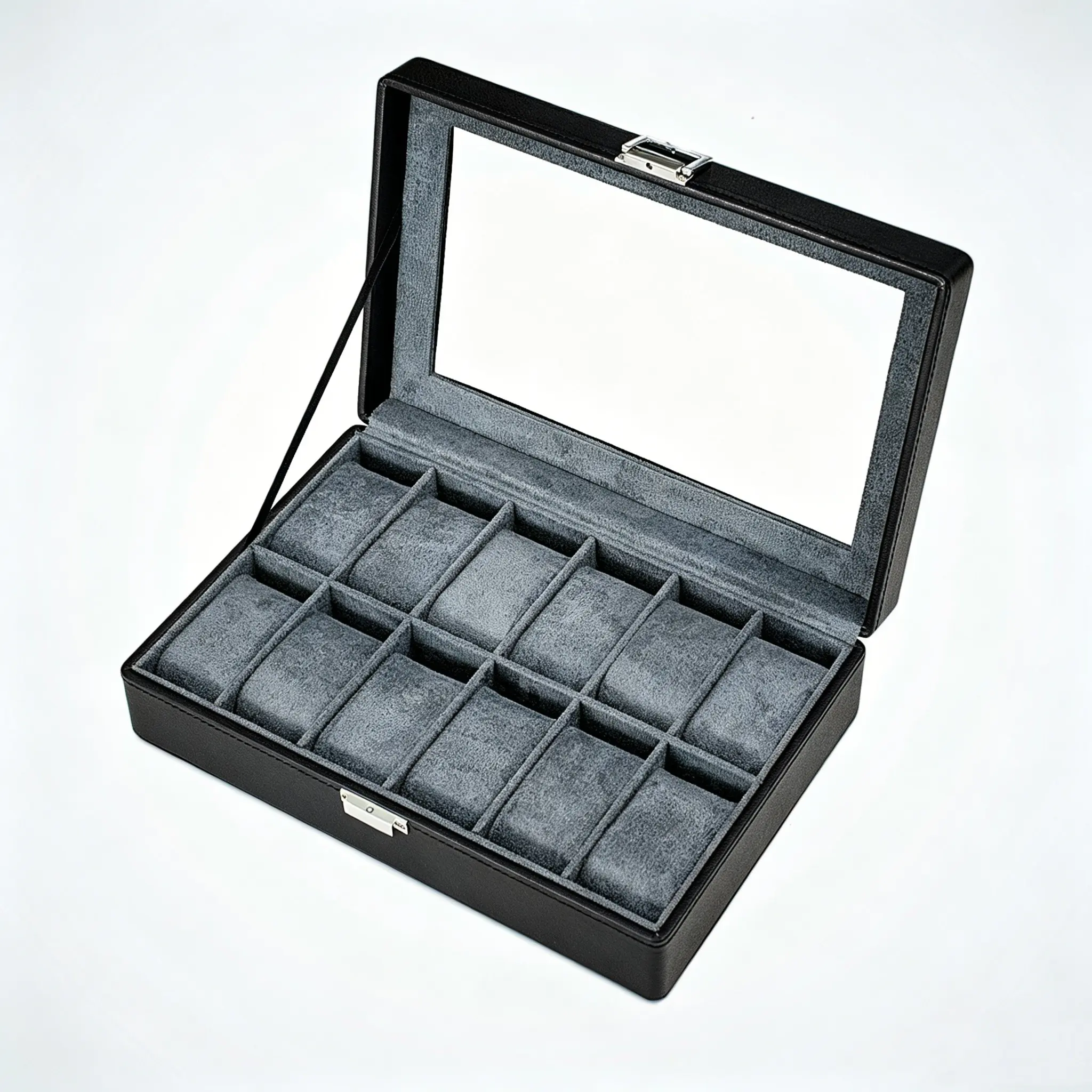 New Watch Jewelry Storage Box, Watchbox, Glass Transparent Flip Cover, 3-12 Slots, Organizer for Watches and Accessories, Watch Protector