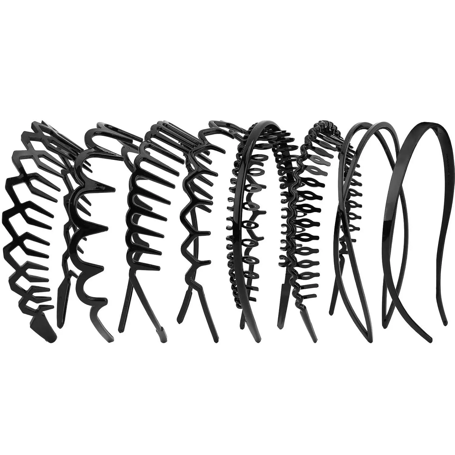 Headbands for Women, 8 Pack Black Womens Headbands for Glasses Wearers Elastic Hairbands Cute Hair Accessories