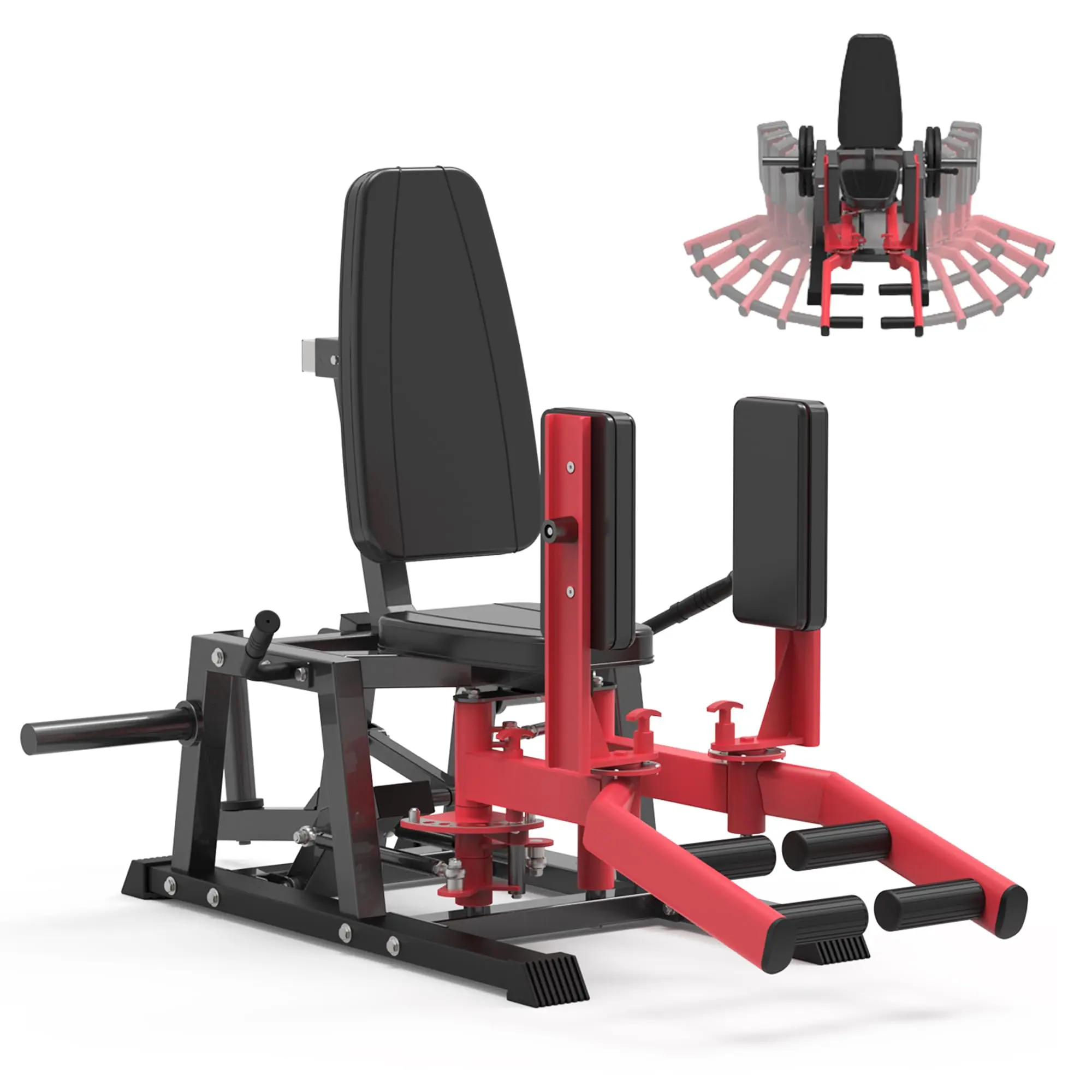 Hip Abductor Adductor Machine for Home Gym Strength Training, 2 in 1 Inner Outer Thigh Glute Isolation Machine with 6 Level Gear Adjustment, 440 lbs Heavy Duty Fitness Equipment with Plate Storage