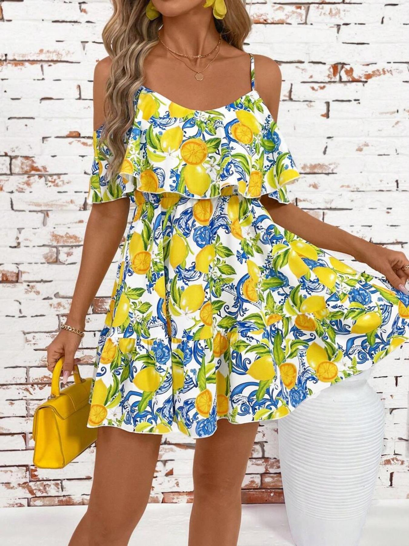 Women's Summer Casual Fashion Backless Strapless Ditsy Floral Dress, Boho Vacation Style Slimming Fit, Short Sleeve Fitted Dress