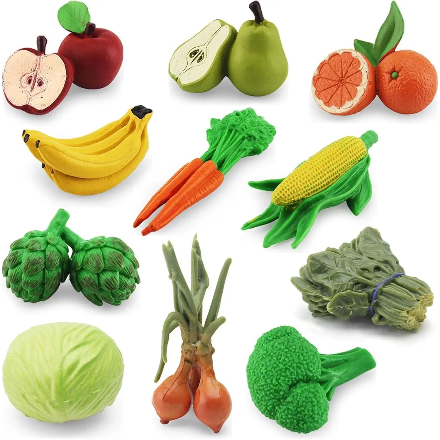11 Pieces Fruits Vegetables Figurines Realistic Detailed Plastic Fruits Vegetables Figures