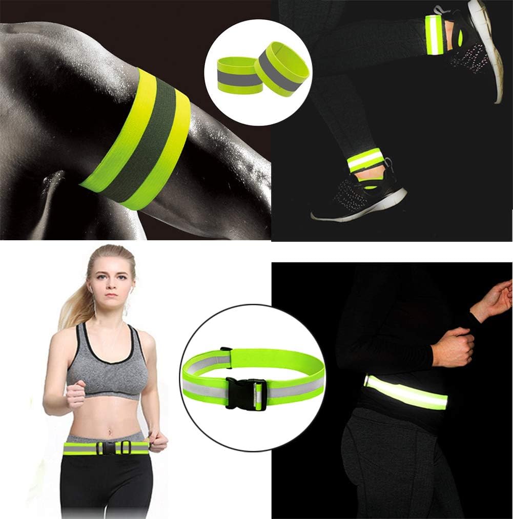 Reflective Vest, Reflective Glow Belt with 2Pack Reflector Armbands, Adjustable Elastic Safety Vest Outdoor Reflective Belt High Visibility, Ultralight & Comfy for Running, Jogging, Walking, Cycling, Reflective Vest, Reflective Glow Belt with 2Pack Reflector Armbands, Adjustable Elastic Safety Vest Outdoor Reflective Belt High Visibility, Ultralight & Comfy for Running, Jogging, Walking, Cycling,