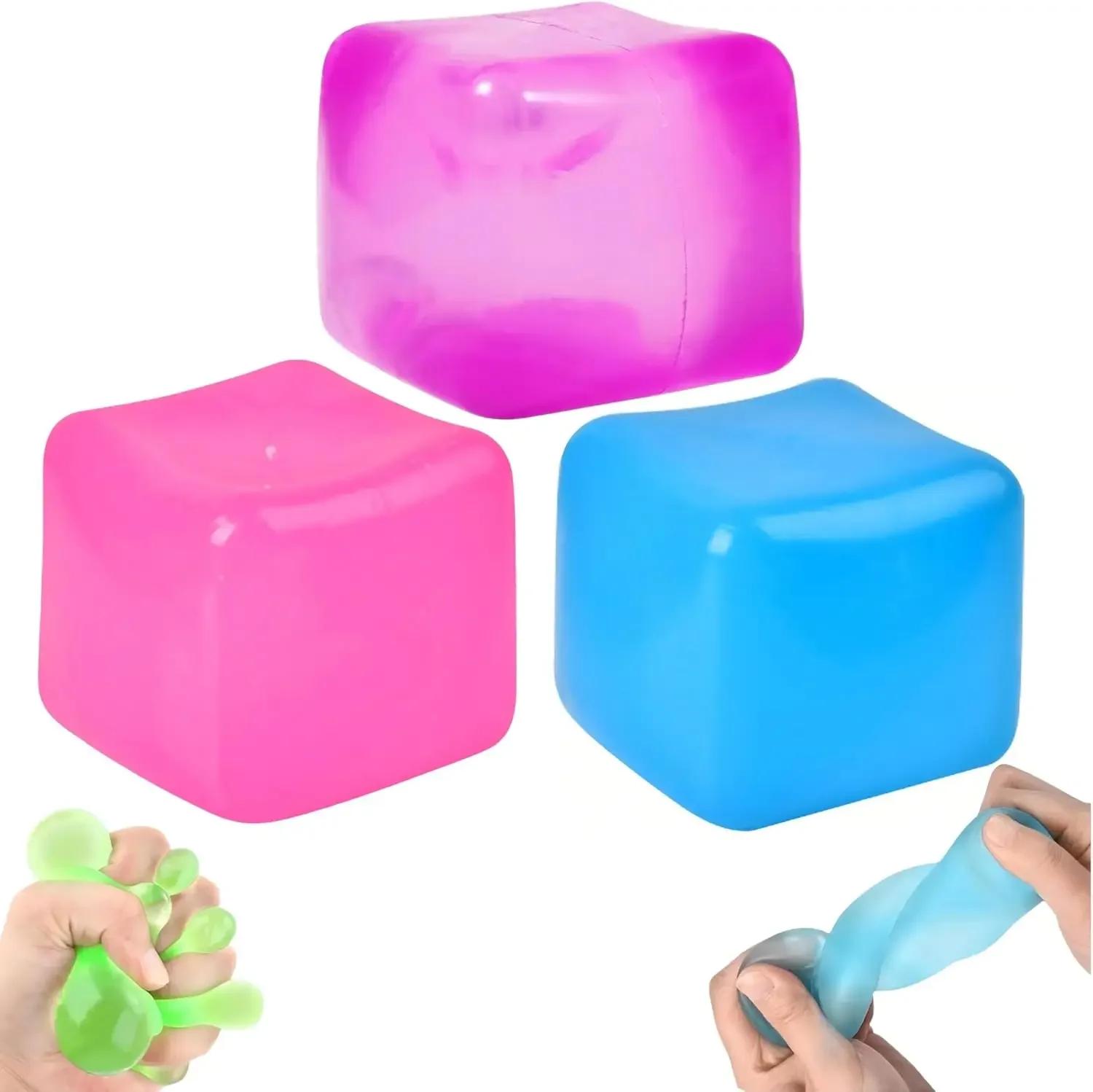 Square Ice Stress Ball Fidget Toys Stress Relief ADHD Autism Sensory Toys Soft Squishy Toys Party Favors Gifts for Kids Adults