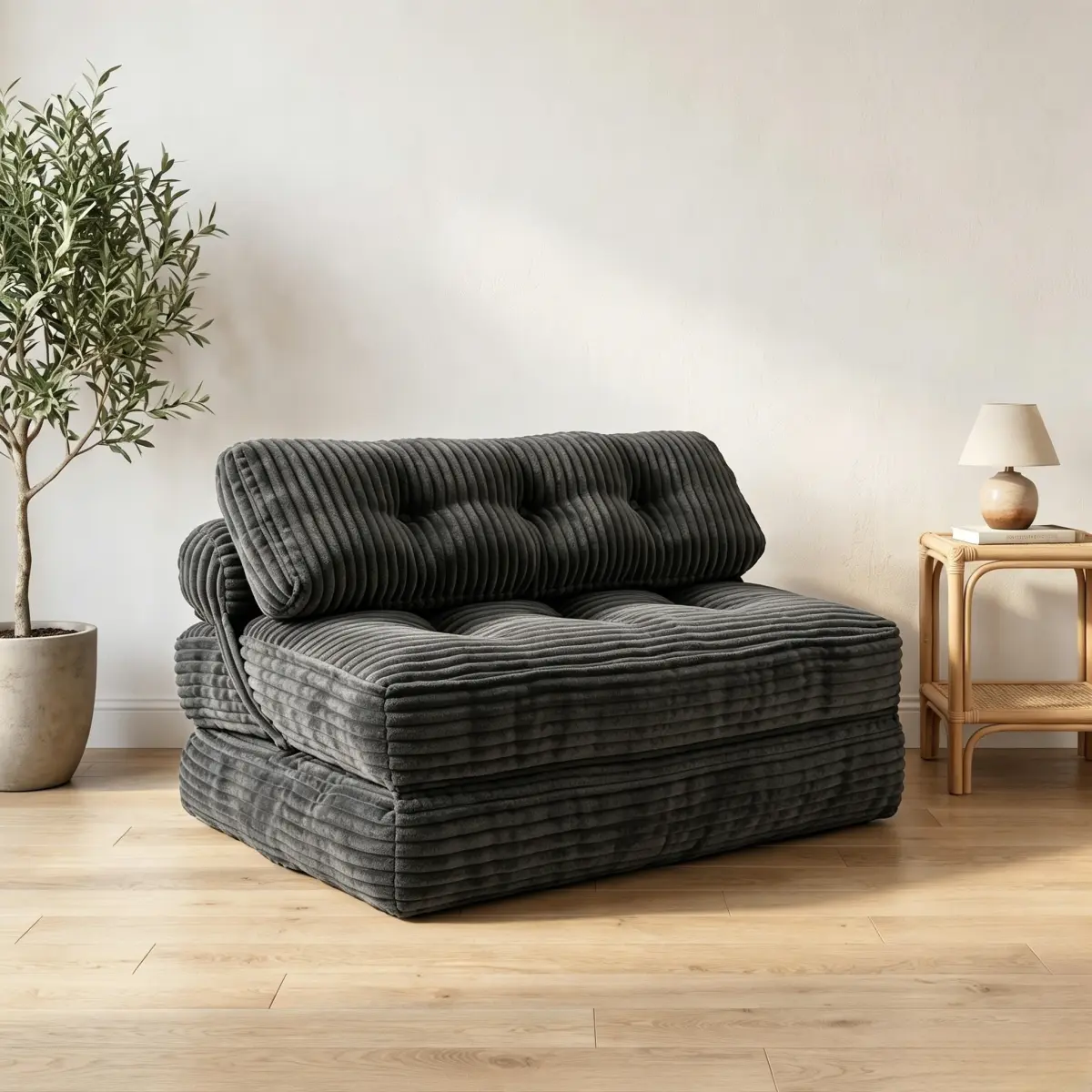 Folding Sofa Bed, Convertible Chair with Pillow Foldable Couch with Back Support, Portable Fold Out Chair Bed Comfy Floor Sofa Lounge for Living Room Bedroom On-Site