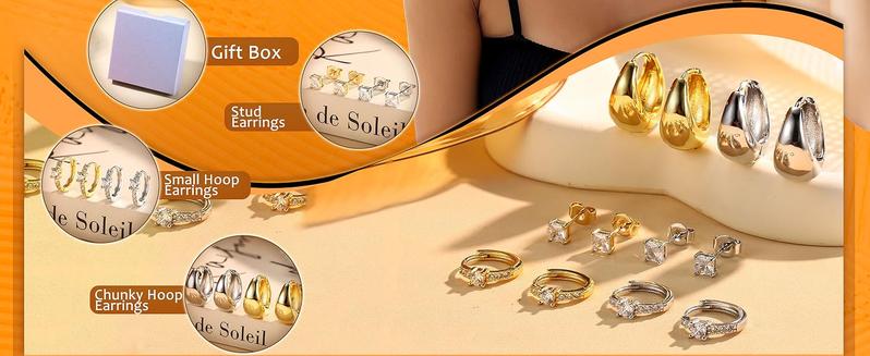 Jstyle 3 Pairs 925 Sterling Silver Earrings for Women Grils Hypoallergenic Silver/Gold Stud Hoops Earrings Set Dainty Studs Huggies Earings Flower Butterfly Earrings Sets for Multiple Piercings