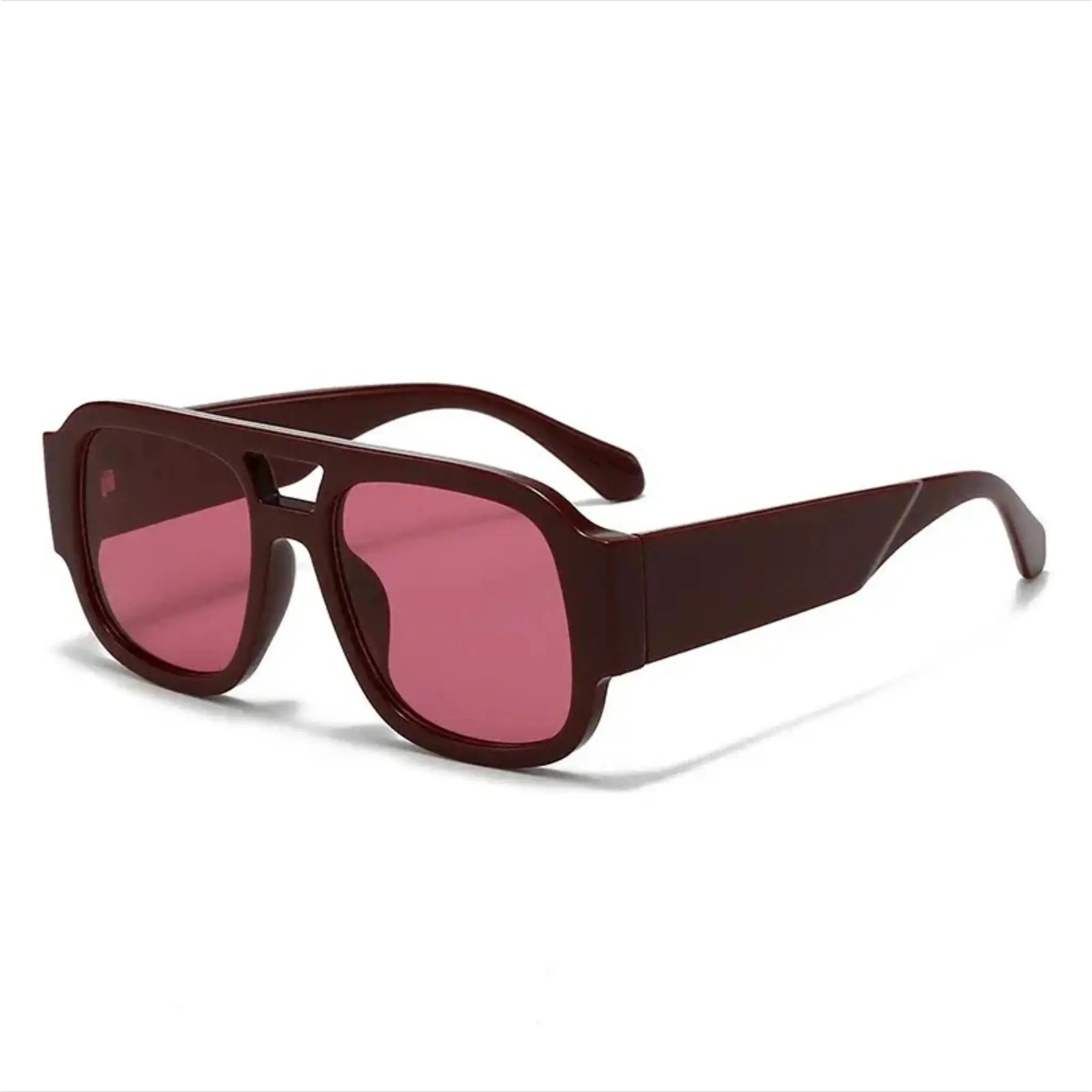 70s Vintage Square Aviator Sunglasses, Unisex Classic Shades with a Double Bridge Nylon Frame for Streetwear & Casual Styling, UV400 Protection, Casual Shades, Classic Sun Glasses, Streetwear Sunglasses, Styling Sunglasses