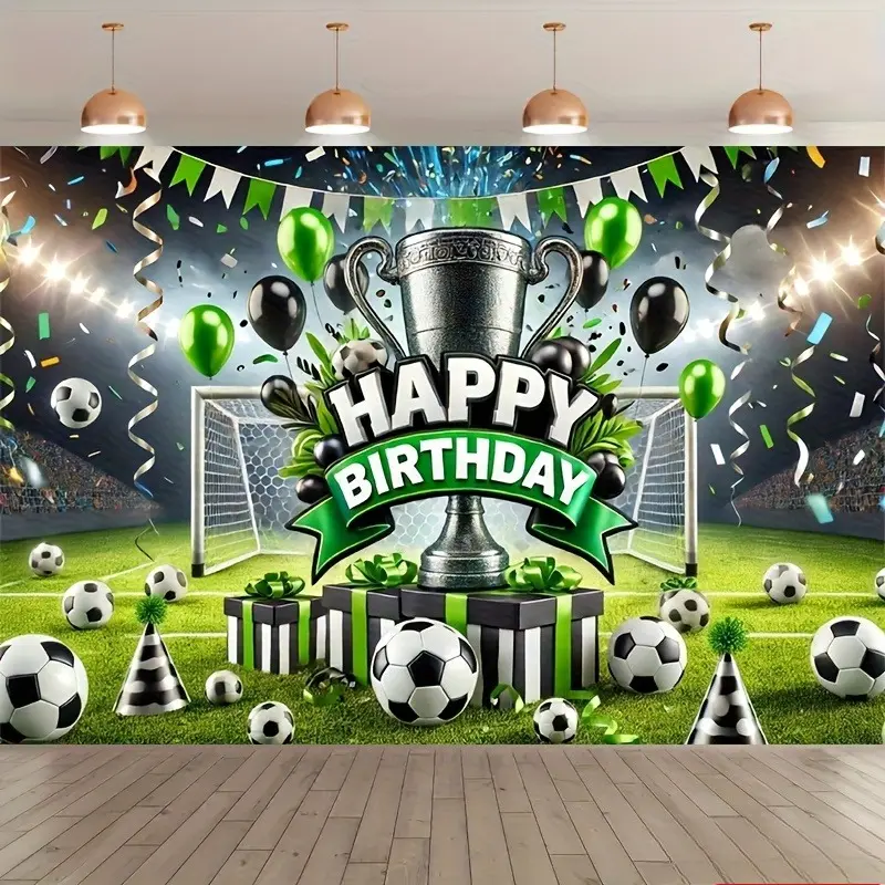Football Themed Print Backdrop - Premium Lightweight Foldable Polyester Home Decor Tapestry, Playful Multi-Size Birthday & Sports Festival Decoration, Indoor Outdoor Photo Background Wall Decor, Room, Sports Print