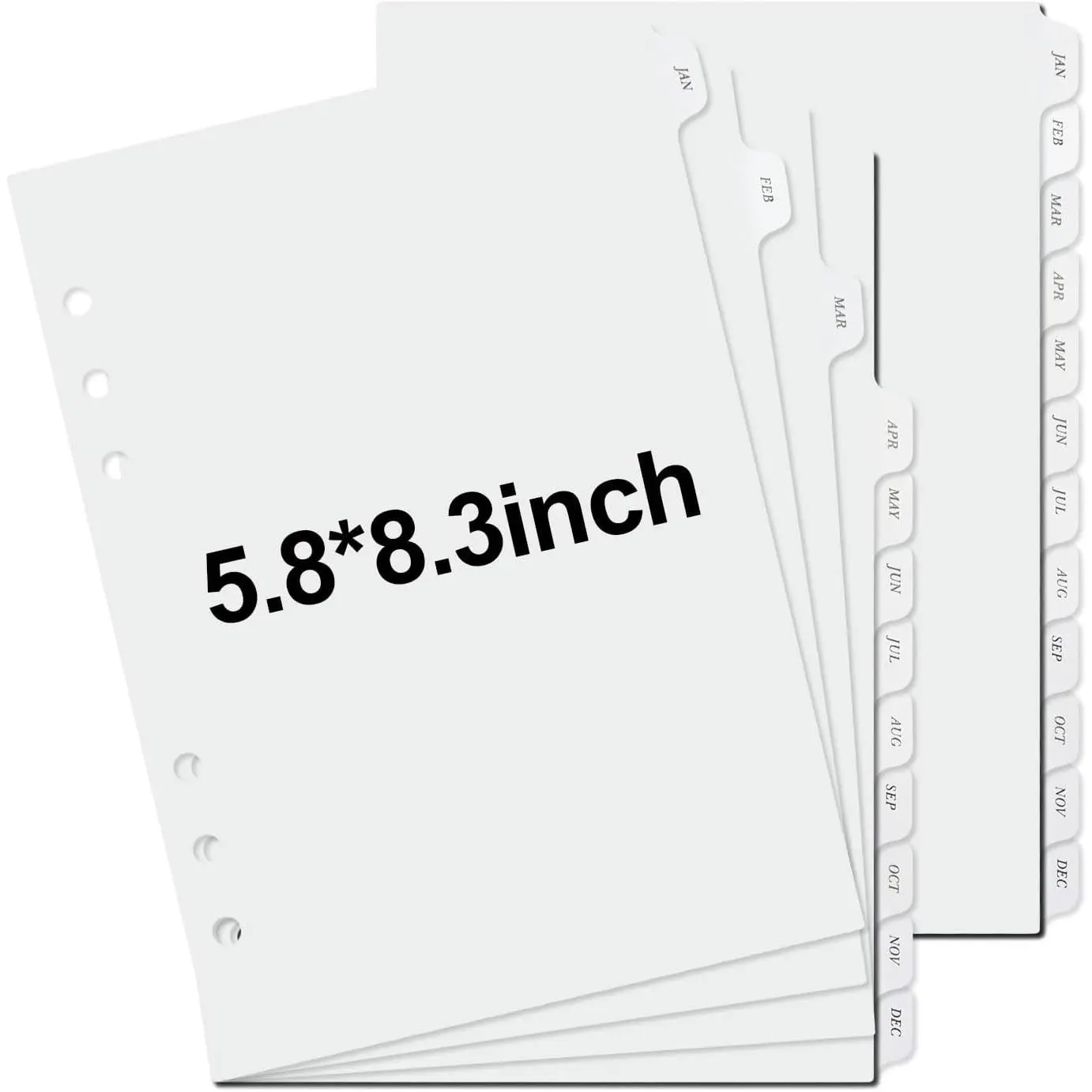 2-Pack A5 Binder Dividers 12 Tab - 6-Hole Clear Plastic Index Dividers with Monthly Tabs,  Page Organizers for Planners/Notebooks (24)