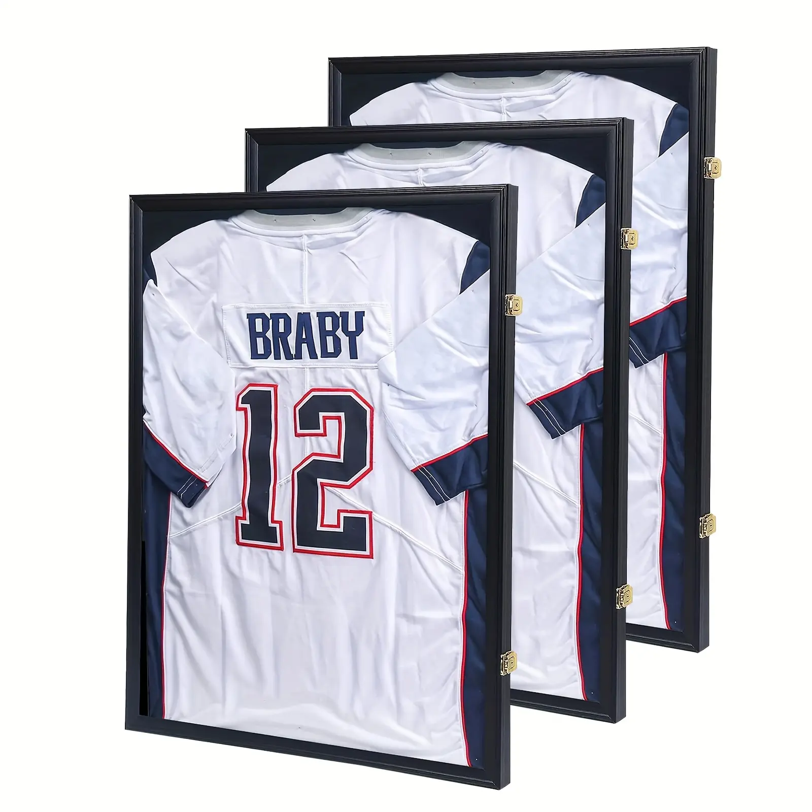 Jersey Display Frame Case - Large Lockable Frames Shadow Box With UV Protection For Baseball Basketball Football Soccer Hockey Sport Shirt Matte Black Finish