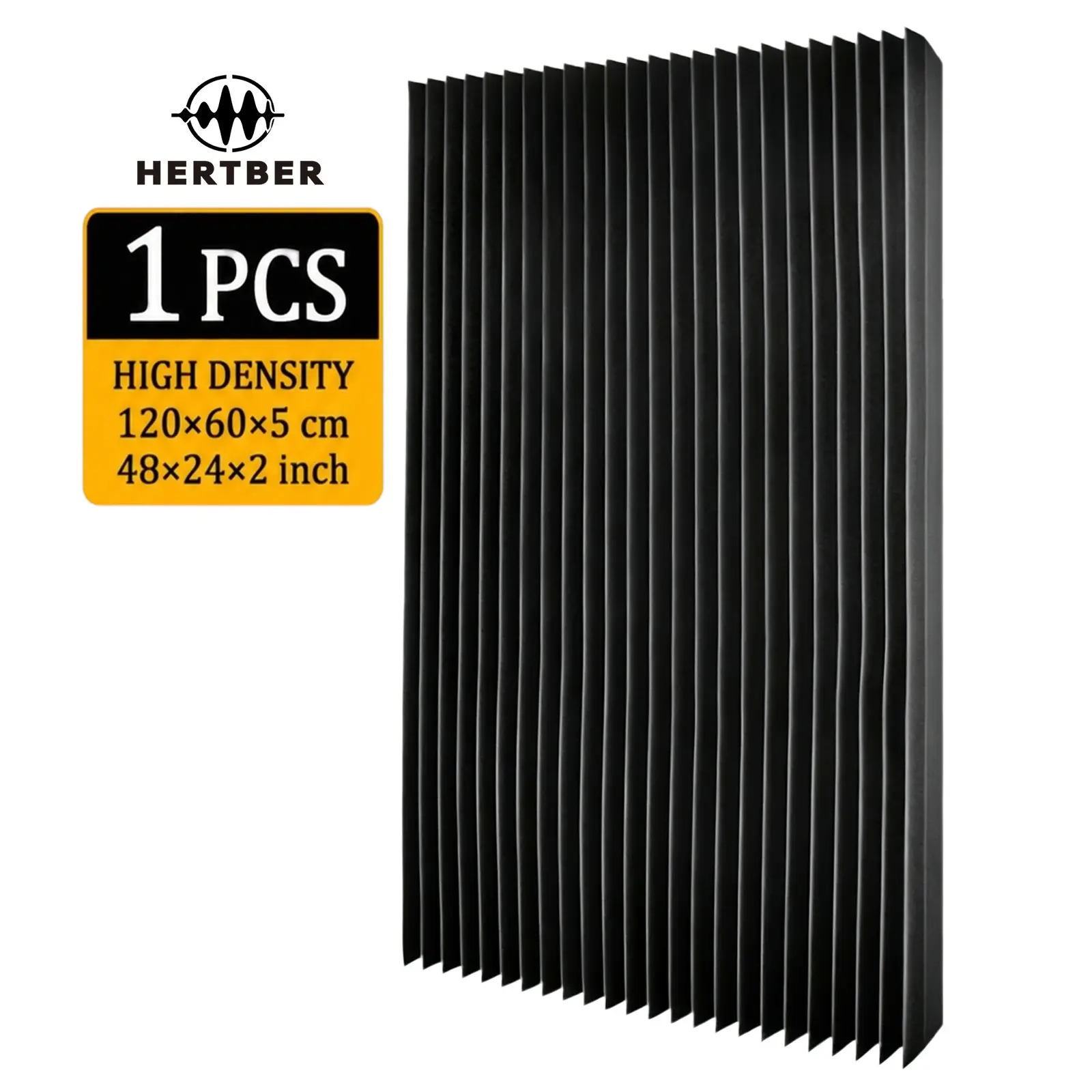 1Pc High Density Wedge Acoustic Foam Panel 120×60×5cm Sound Absorbing Board, Noise Reduction Wall Panel for Professional Recording Studio, Live Stream Room, Podcast Room, Home Theater & Music Room, Eliminate Indoor Echo