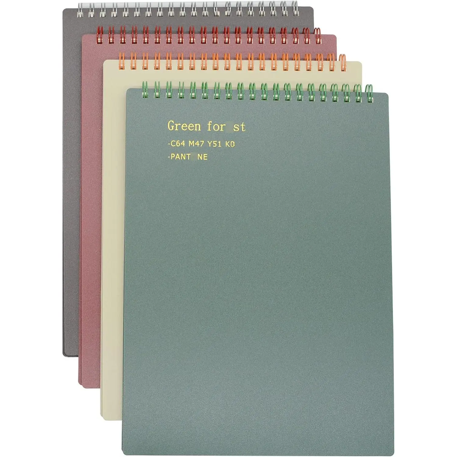 Unisex Modern Top Bound Spiral Notebook 4-Pack, B5 Thick Plastic Hardcover, 7mm College Ruled, 4-Color, 80 Sheets-160 Pages Thick Paper Study Tools, Portable Notebooks for Study, Work (Dark Color)