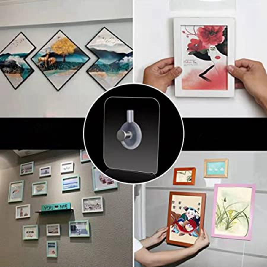 Wall-Mounted Hooks (10pcs), Punch-Free Self-Adhesive Picture Frame & Painting Hooks, Traceless Stick Hooks for Kitchen & Bathroom