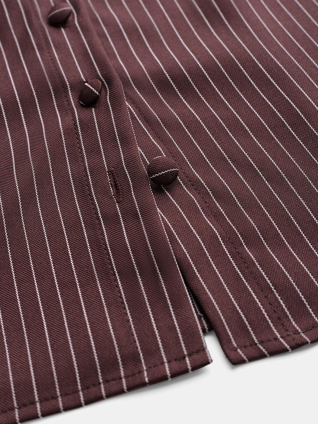 Women's Plain / Striped Print Button  Shirt, Casual Slim-fitting Short Sleeve Collared Top for Daily Wear, Ladies Clothes for All Seasons