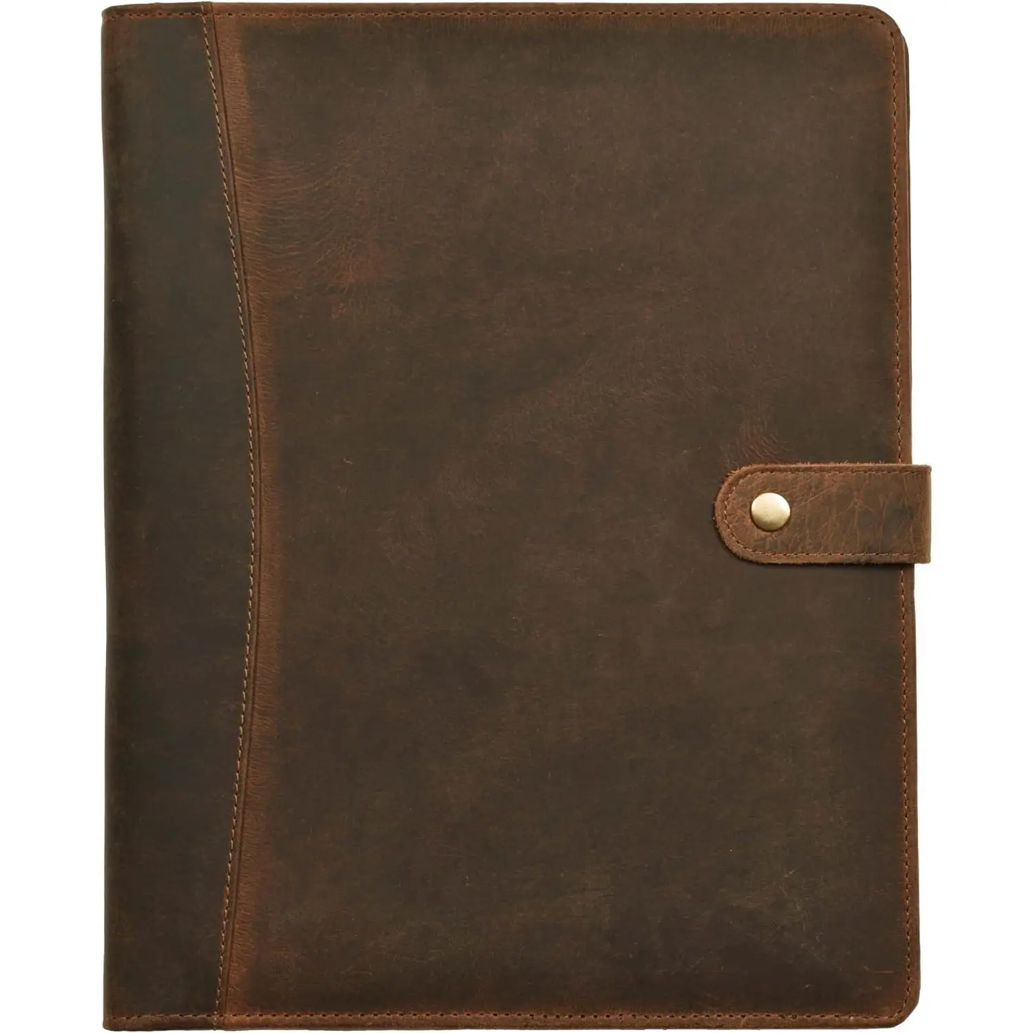 Leather Portfolio for Men Women, Business Padfolio Folder | Full grain buffalo leather, 13x10 in, fits A4 and letter legal pad, 2 pen loops, mocha brown, card slots, resume folder