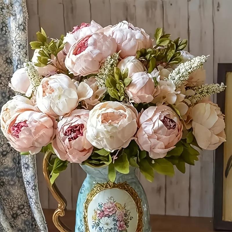 Artificial Peony Bouquet, Romantic Decorative Fake Peony for Home Decor, Suitable for Wedding Party Anniversary Holiday Decorations, Fruit