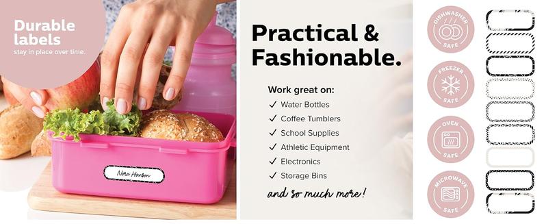 Waterproof Labels for Bottles and Containers-72 Stickers | All-Purpose & Personalizable | Dishwasher, Freezer & Microwave Safe | BPA-Free