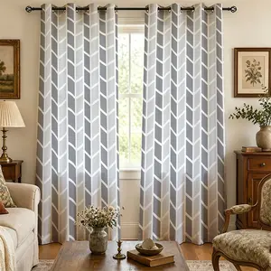 2 Panels Modern Neutral Herringbone Geometric Arrow Pattern Blackout Curtains,Grommet Light Blocking Room Darkening Drapes, Minimalist Farmhouse Style Curtain for Living Room Bedroom Kitchen Home Decor