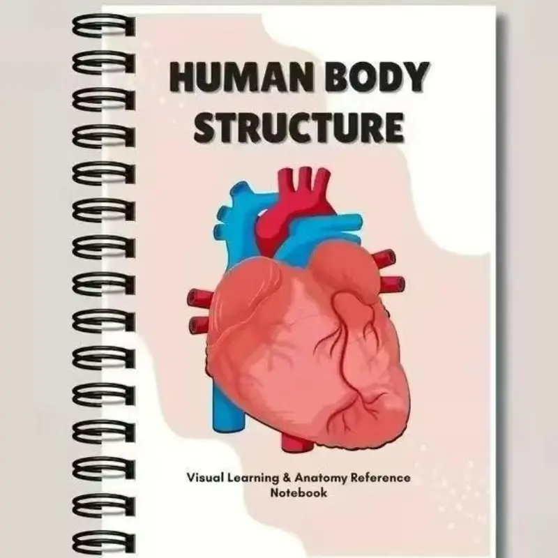 Human Body Structure Anatomy Notebook, Medical Student Visual Learning Tool, Heart Anatomy Reference Journal, Educational Resource for Students, Compact Size