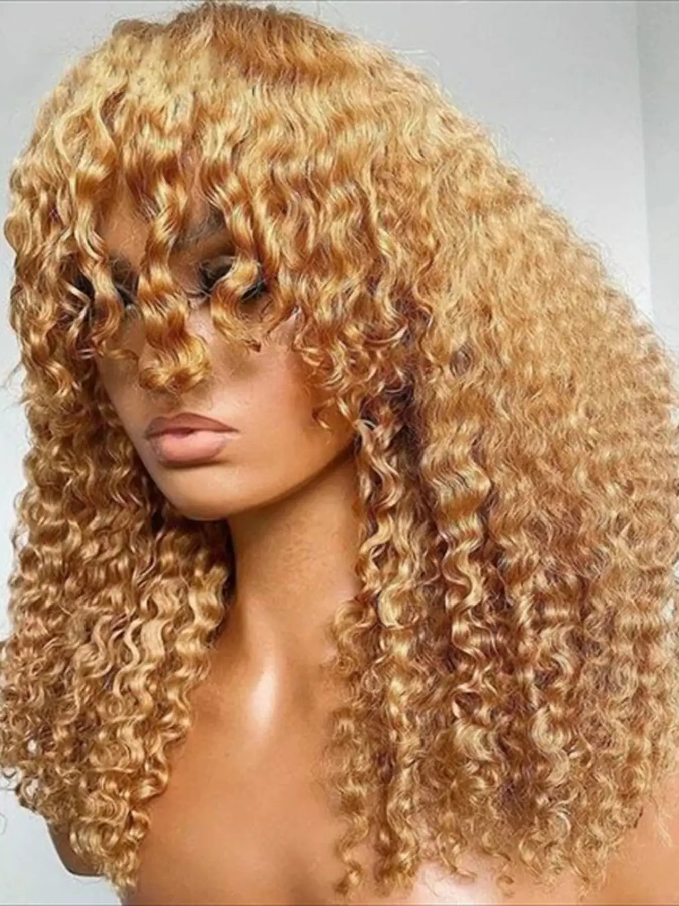26-Inch Curly Wig, Soft Wave Lace Front, Pre-Plucked, Heat Resistant, Synthetic Fiber, Daily Wear, Women's Fashion