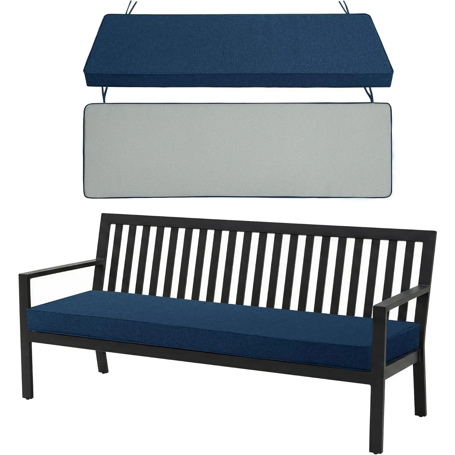 Outdoor Bench Cushion 48x16 Inch Navy Blue, Water-Resistant & Fade-Resistant Patio Furniture Seat Pad with Removable Cover & Non-Slip Bottom for Porch Swing and GardenGift