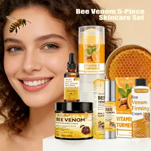 Bee Venom 5-Piece Skincare Set | 120g Repair+30ml Oil+150g Firming+15g Eye+40g Turmeric Stick | Anti-Age Firming Moisturizing Full Care Kit