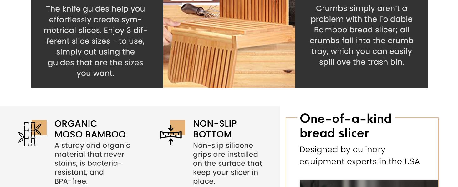 Bread Board & Bread Slicer for Homemade Bread - Foldable Slicing Guide, Crumb Tray with Knife - Compact Bread Loaf Slicer for Cakes, Bagels, Loaves - Kitchen Gadget & Gifts Stainless Steel