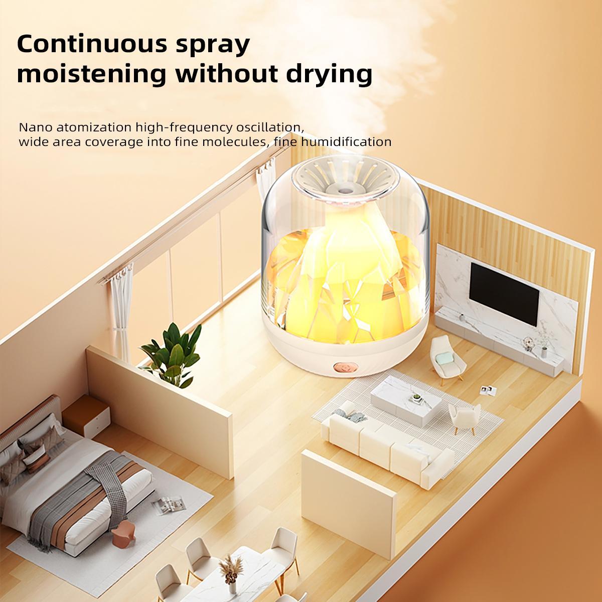 1L Air Humidifier, Volcano Design Aroma Diffuser with Ambient Light, Rechargeable Humidifier for Home, Office, Living Room, Bedroom, Corridor, Desk