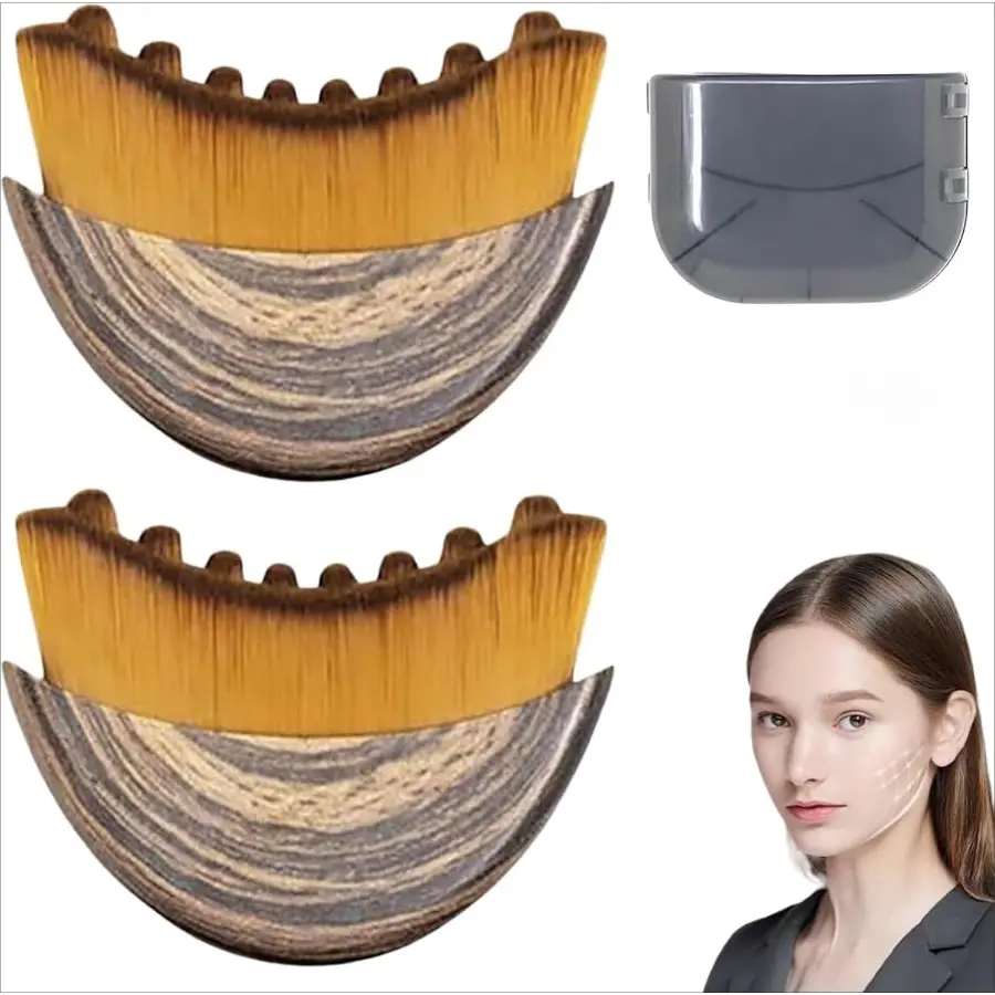2pcs Crescent Shape Face Contour Brush, Lymphatic Drainage Massage Tool, Jawline Definition, Face Slimmer, Skincare Application, Portable Gua Sha Alternative