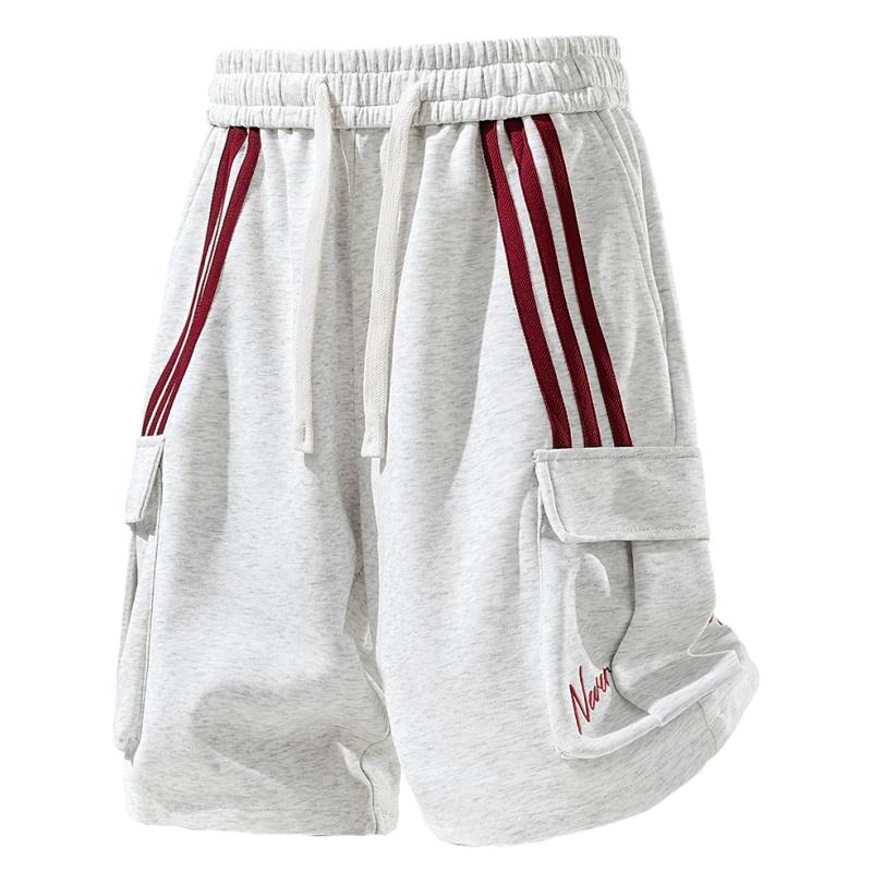 Men's Loose-Fit Streetwear Shorts - Casual Straight Fit, Color-Block Stripes, Drawstring, Pockets, Breathable Fabric Keeps You Cool, Activewear, Sportswear, American Streetwear Mens Bottoms