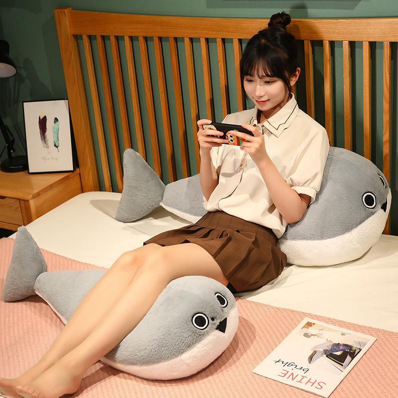 50/80/100CM Sacabambaspis Grey Lifelike Fish Doll Plush Toy Stuffed Pillow Sea Animals Toys Sofa Cushion Decor for Kids Girls