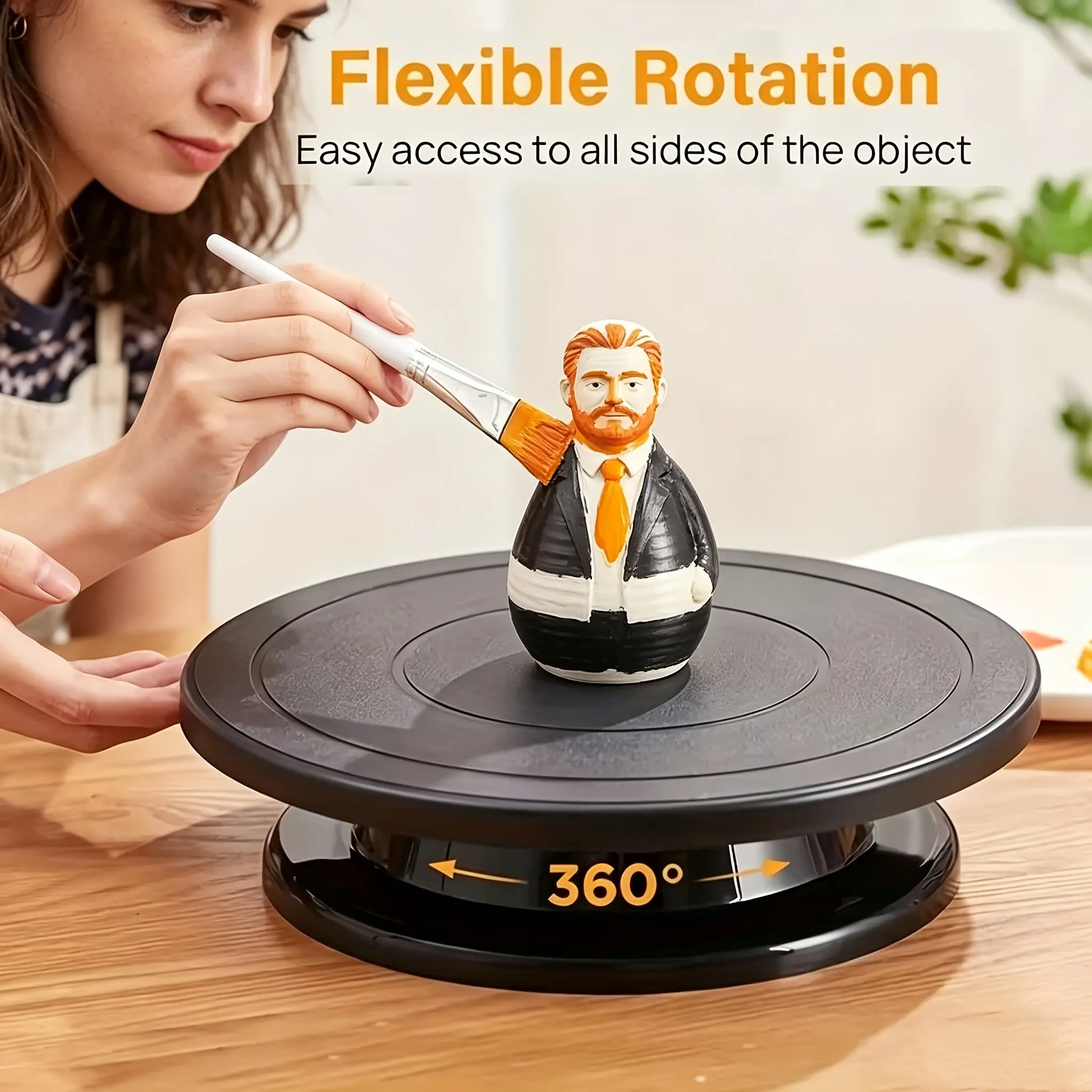11Inch 360° Rotating Manual Cake Decorating Turntable with Rotating Base, Lightweight Cake Decorating Stand for Baking, Painting And Display, Black Handmade Baking Tool Accessory Designed for Craft Enthusiasts