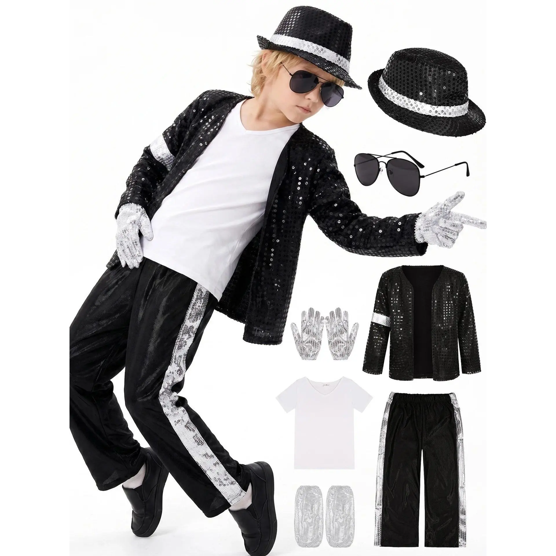 Adults Jackets+Pant+Socks+Glove Set Costume Halloween Christmas Dances Cosplay Parties Retro Sequin Costumes Coat Womens Man