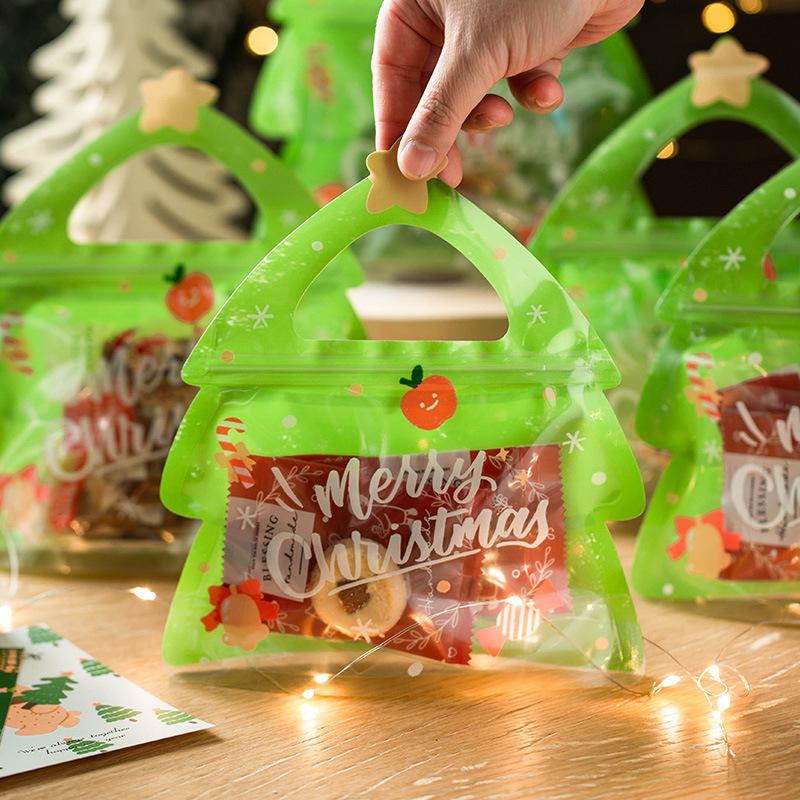 Large Capacity Christmas Gift Wrap Organizer Box, Gift Box Packaging, Includes 24 Paper Bags & 30 Candy Sacks, Tree Shape Design, Ideal for Holiday Storage