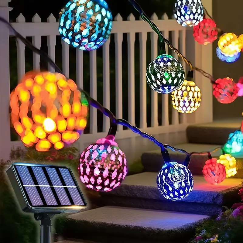 Solar Moroccan Fairy Lights, Solar Moroccan String Lights, Solar Lights Outdoor, Suitable for Fence, Garden Decoration Light String, Courtyard Festival Decoration Light Strip, and Halloween, Christmas Atmosphere Lighting