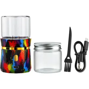 Mini Size Rechargeable Automatic Small Electric Spice Grinder 2in x 3.5in with 2pcs 1.7oz/50ml Glass Jar