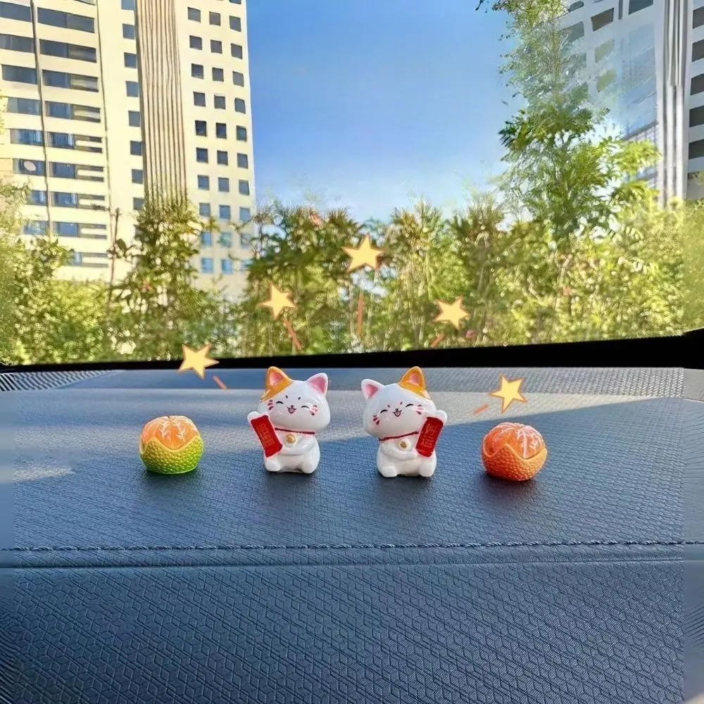 Kawaii Rounded Feng Shui Charm Mini Figurine - Low Profile Car Accessories Cute, Anti-Slide Base Resin Charm for Car Dashboard, Vehicle Center Console (Bag Accessories Category)