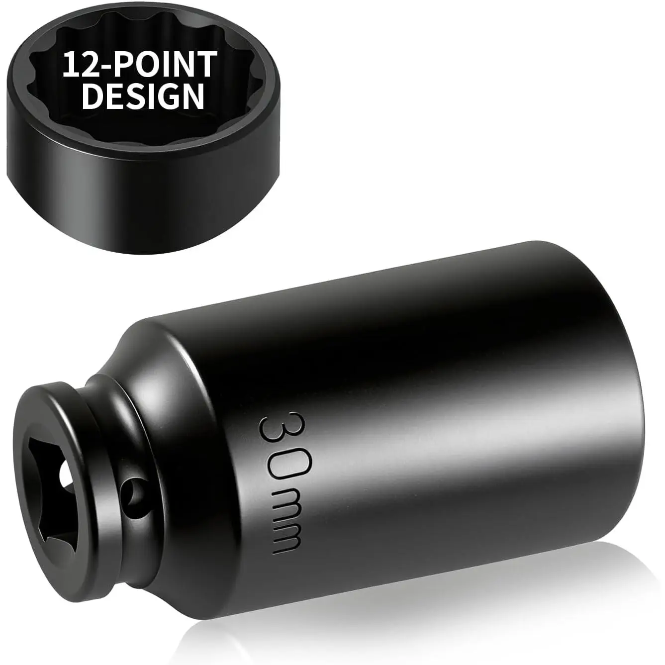 30mm Socket with 1/2" Drive,Anti-Slip 30mm 12 Point Axle Nut Socket for Axle Shaft Nut Dismantling & Installation,Professional Deep  Sockets Set for  Ratchet Wrench