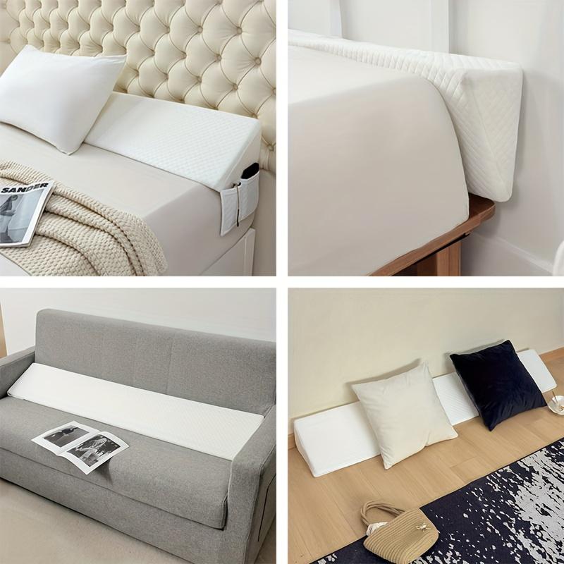 Bed Wedge Pillow - Adjustable 0-7" Gap Filler for Headboard & Mattress/Wall, Backrest, Bed Pillows for Snoring, Spinal Alignment, Single/Double Bed (White/ Grey)