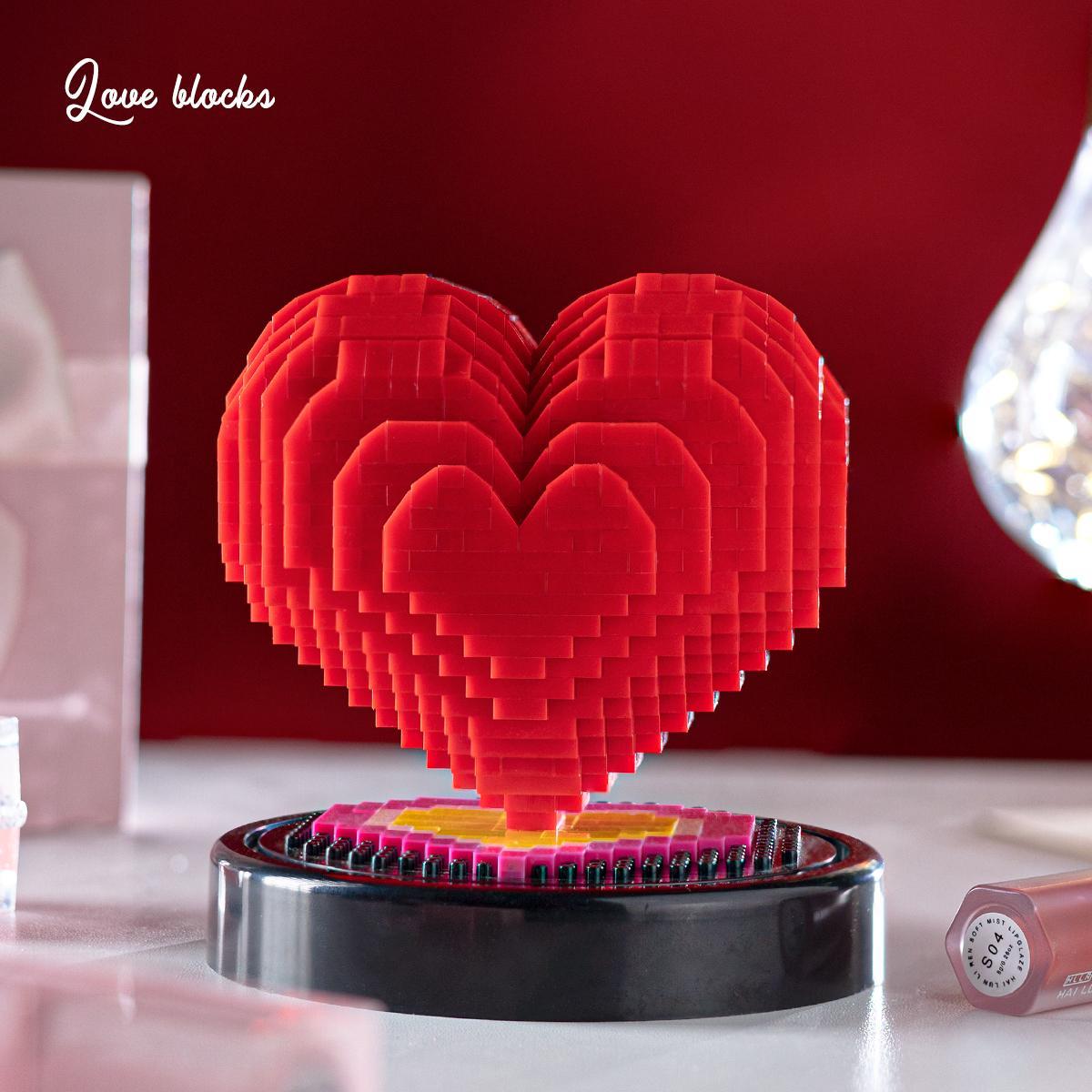 Creative Heart Shaped Building Blocks, 778pcs/box DIY Assembly Building Blocks, Desktop Ornament, Gift for Couple, Birthday Gift
