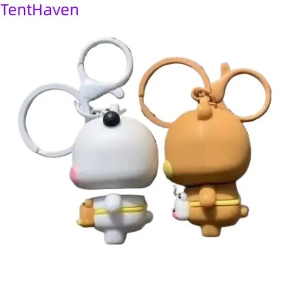 Adorable Fabric Keychain Pendants, 1 Pair Matching Set for Couples, Romantic Backpack Charm and Desktop Ornament for Adults