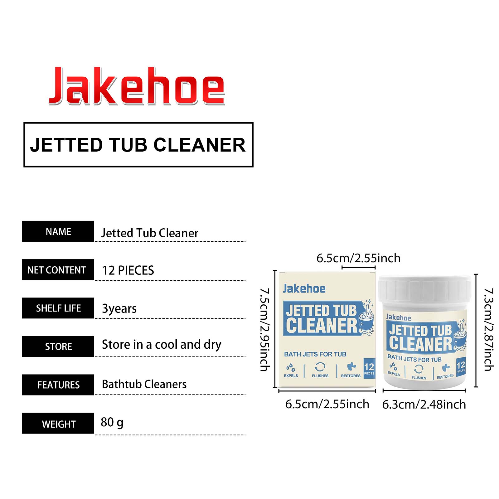 Jakehoe Jetted Bathtub Cleaning Tablets Deeply cleans, removes dirt, and restores a clean, shiny surface, eliminating scale and stains