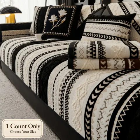 Boho Style Geometric Sofa Cover – 1 Count Soft Couch Protector, Non-Slip and Dustproof Furniture Slipcover, Pet-Friendly & Machine Washable Sofa Cushion for Living Room, or Home Decor, Elastic Sofa Slipcover, Couch Covers, Sofa Furniture Slipcovers
