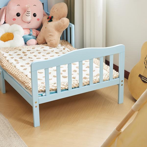 Toddler Bed with Safety Rails, Solid Wood Kids Bed Frame, Low Profile Montessori Floor Bed for Boys and Girls, 135*75*62.5cm