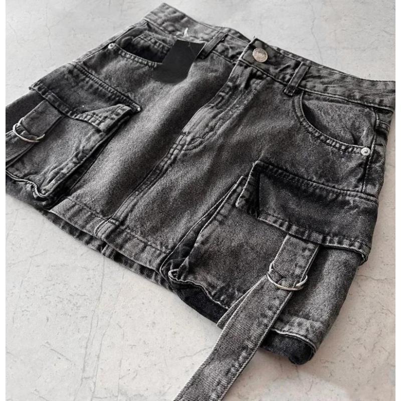 women 2 peice new fashion straps casual multiple pockets denim skirt  goth womens versatile strap streetwear  Womenswear sets Clothes Button Jeans Seamless Suits Gamis Fitted Short Sleeveless