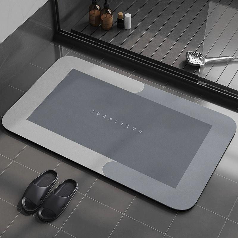 Letter Pattern Bathroom Mat, Diatomite Absorbent Non-slip Bath Mat, Rectangle Bathroom Accessories Doormat, Bathroom Decorative Mat, Bathroom Drying Doormat for Home Decor