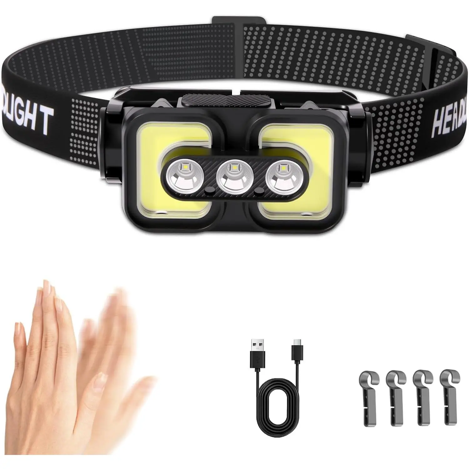 Kids' Rechargeable Motion Sensor Headlamp - Outdoor Gadgets with Adjustable Beam, Waterproof Design, Red Light, 120° Adjustability for Camping, Hiking